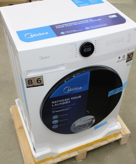 SALE OUT.  | Midea Washing Machine with Dryer | MF200D80WB/W-HR | Energy efficiency class A/E | Front loading | Washing capacity 8 kg | 1400 RPM | Depth 48 cm | Width 60 cm | Digital | Drying system | Drying capacity 6 kg | Steam function | White | NO OROGINAL PACKAGING, SCRATCHED  FRONT  DOOR AND BACK