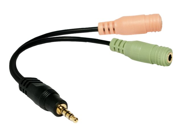 Logilink | Audio jack adapter, 4-pin, 3.5 mm stereo male to 2x 3.5mm female | 0.15 m