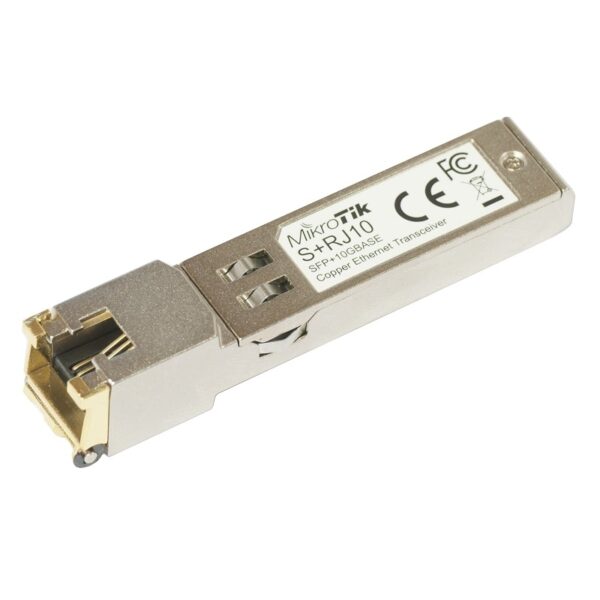MikroTik | S+RJ10 | SFP+ | Copper | RJ-45 | 10/100/1000/10000 Mbit/s | Maximum transfer distance 200 m | -20 to +60C | COMPATIBLE ONLY WITH ACTIVE COOLING SWITCHES (DISCONNECTS WITH PASSIVE COOLING SWITCHES) -20 to +60C