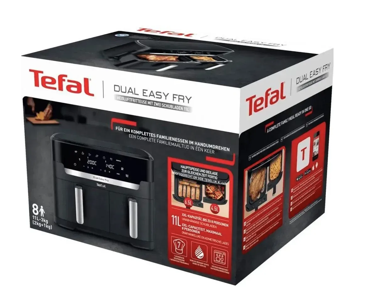 TEFAL | Air Fryer | EY942HE0 Easy Fry Dual XXL | Power 2700 W | Capacity 11 L | Black - Image 4