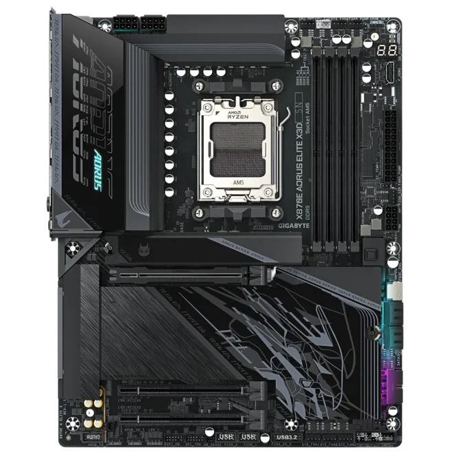 Gigabyte X870E A ELITE X | Processor family AMD | Processor socket AM5 | DDR5 | Supported hard disk drive interfaces SATA, M.2 | Number of SATA connectors 4
