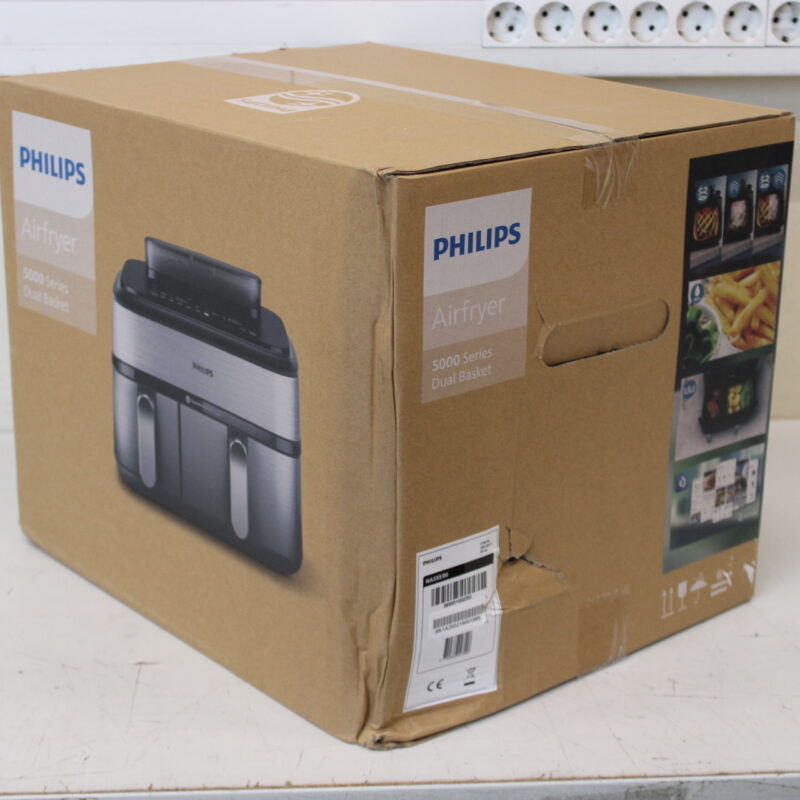 SALE OUT. Philips Dual Basket Airfryer | NA555/00 5000 series | Power 2750 W | Capacity 9 L | RapidAir Plus | Silver | DAMAGED PACKAGING