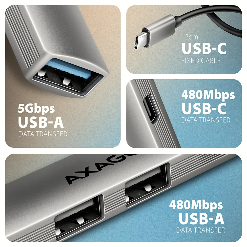 AXAGON ALU STRIP USB-C 4 port hub | HUE-STC - Image 3