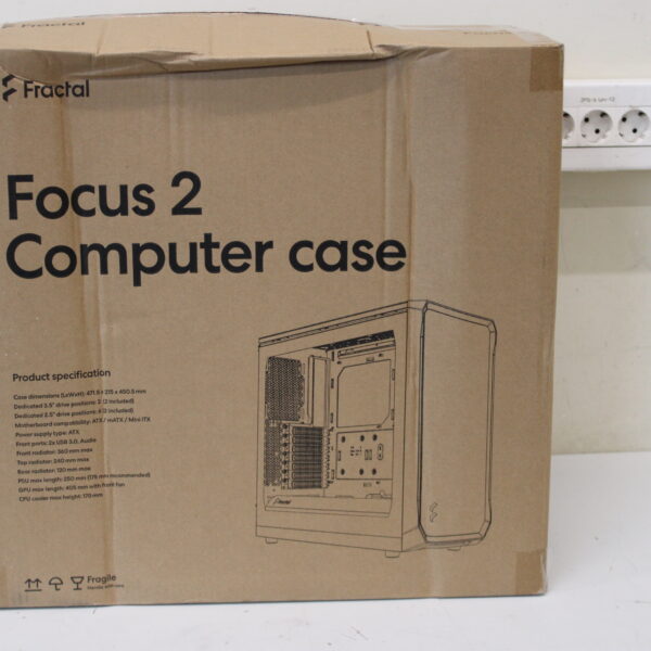 SALE OUT. Fractal Design | Focus 2 | Side window | RGB Black TG Clear Tint | Midi Tower | DAMAGED PACKAGING | Power supply included No | ATX