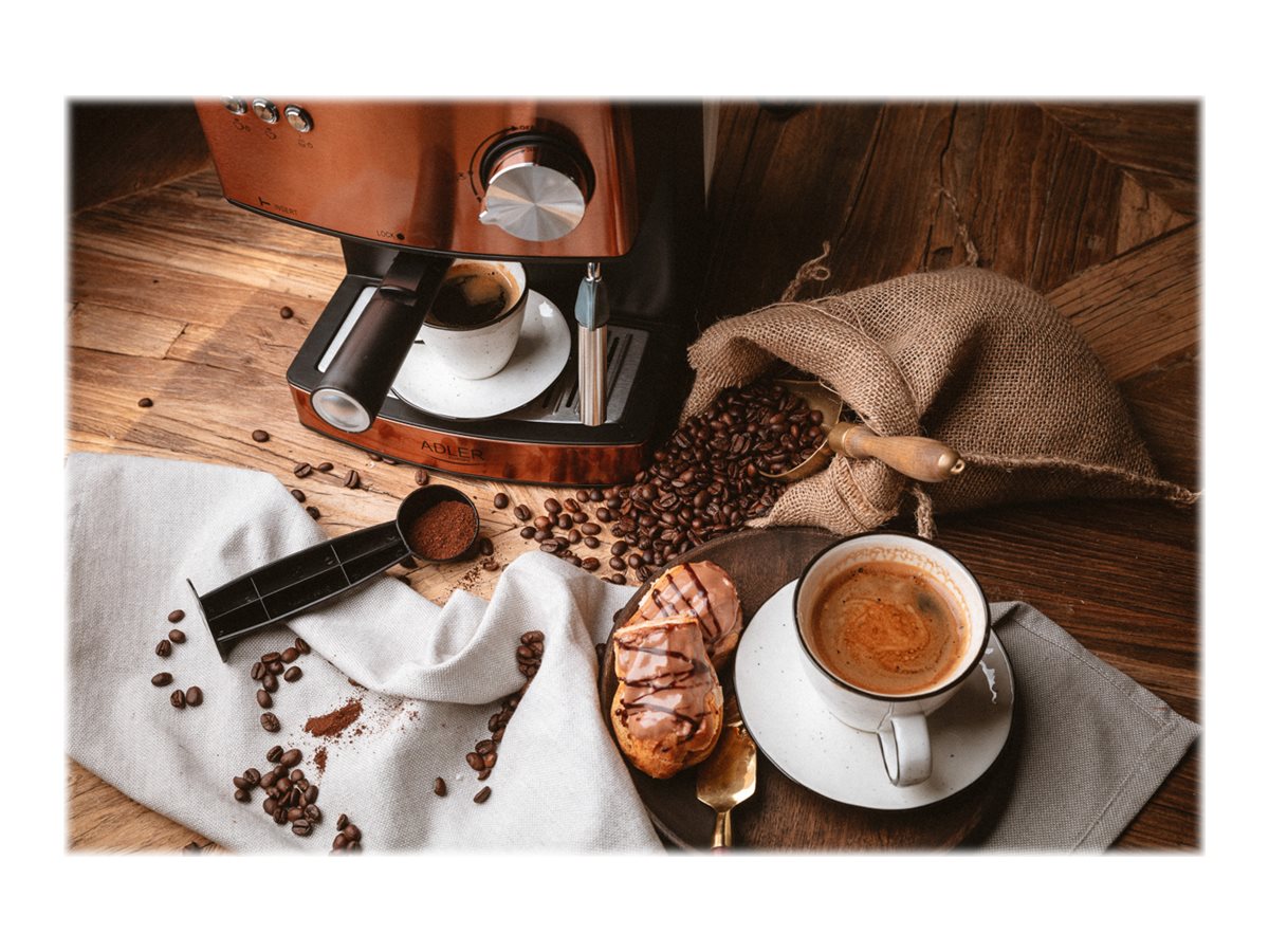 Adler | Espresso coffee machine | AD 4404cr | Pump pressure 15 bar | Built-in milk frother | Semi-automatic | 850 W | Cooper/ black - Image 12