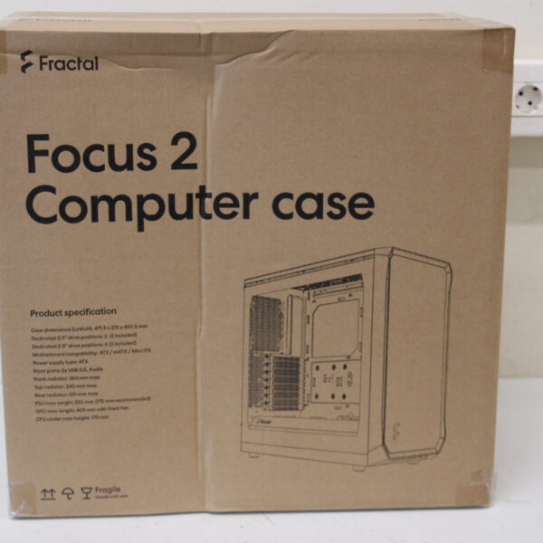 SALE OUT. Fractal Design | Focus 2 | Side window | RGB White TG Clear Tint | Midi Tower | DAMAGED PACKAGING | Power supply included No | ATX