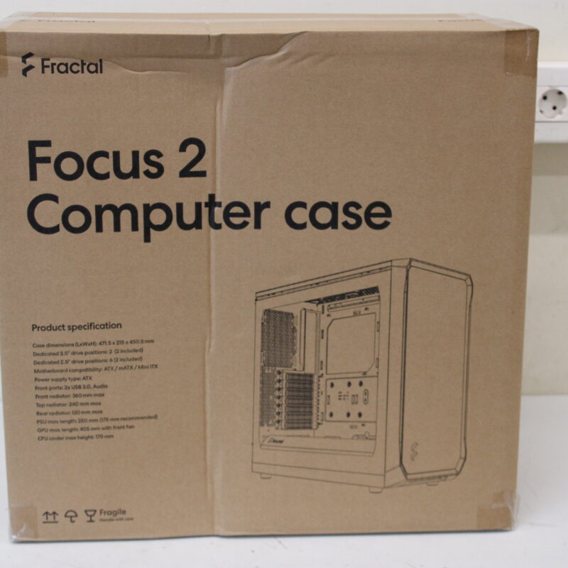 SALE OUT. Fractal Design | Focus 2 | Side window | RGB White TG Clear Tint | Midi Tower | DAMAGED PACKAGING | Power supply included No | ATX