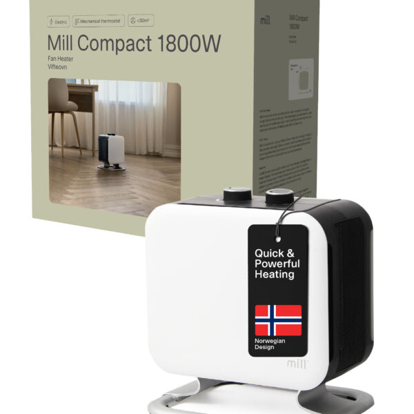 Mill | Heater | CUS1800MECWA | Fan heater | 1800 W | Number of power levels 2 | Suitable for rooms up to 10-30 m² | White