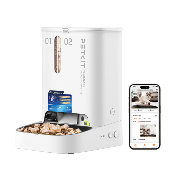 PETKIT YumShare Dual-hopper 2 Automatic Feeder with Camera | Capacity 5 L | Material ABS, 304 stainless steel | White