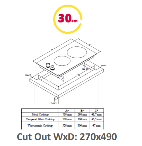Simfer | Hob | H3.200.VGRIM | Gas | Number of burners/cooking zones 2 | Rotary knobs | Stainless steel - Image 2