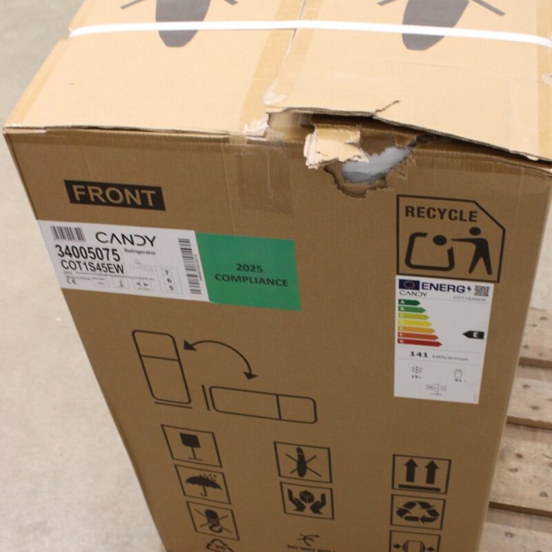 SALE OUT. Candy Refrigerator | COT1S45EW | Energy efficiency class E | Free standing | Larder | Height 84 cm | Fridge net capacity 91 L | Freezer net capacity 15 L | 39 dB | White | DAMAGED PACKAGING, DENT ON FRONT DOOR - Image 2
