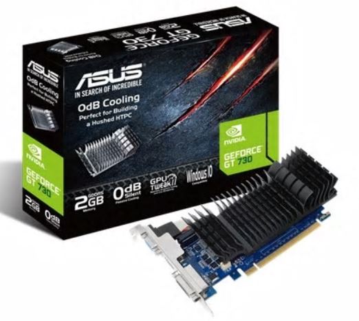 Asus | GF GT730-SL-2GD5-BRK | NVIDIA | 2 GB | GeForce GT 730 | GDDR5 | Cooling type Passive | DVI-D ports quantity 1 | HDMI ports quantity 1 | PCI Express 2.0 | Memory clock speed 5010 MHz | Processor frequency 902 MHz