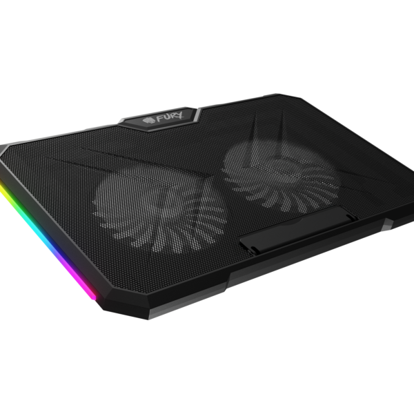Genesis Laptop Cooler Cooling Pad Fury Gunbai G3 Fans, RGB LED Light, 2 USB, 14.1-17.3"
