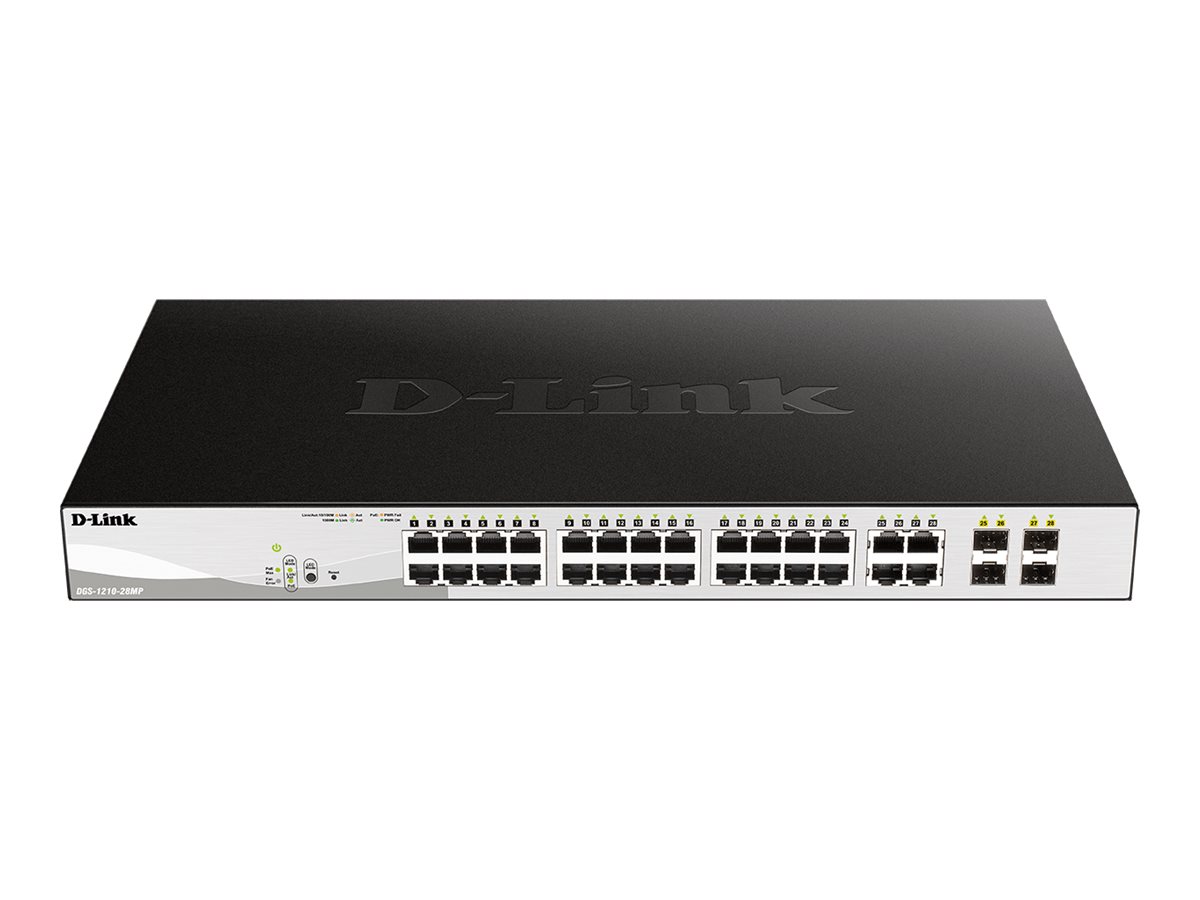 D-Link | Switch | DGS-1210-28MP | Web Management | Rack mountable | Gigabit Ethernet (copper) ports quantity 24 | SFP ports quantity 4 | PoE/Poe+ ports quantity 24 | Power supply type External | Lifetime month(s) - Image 3