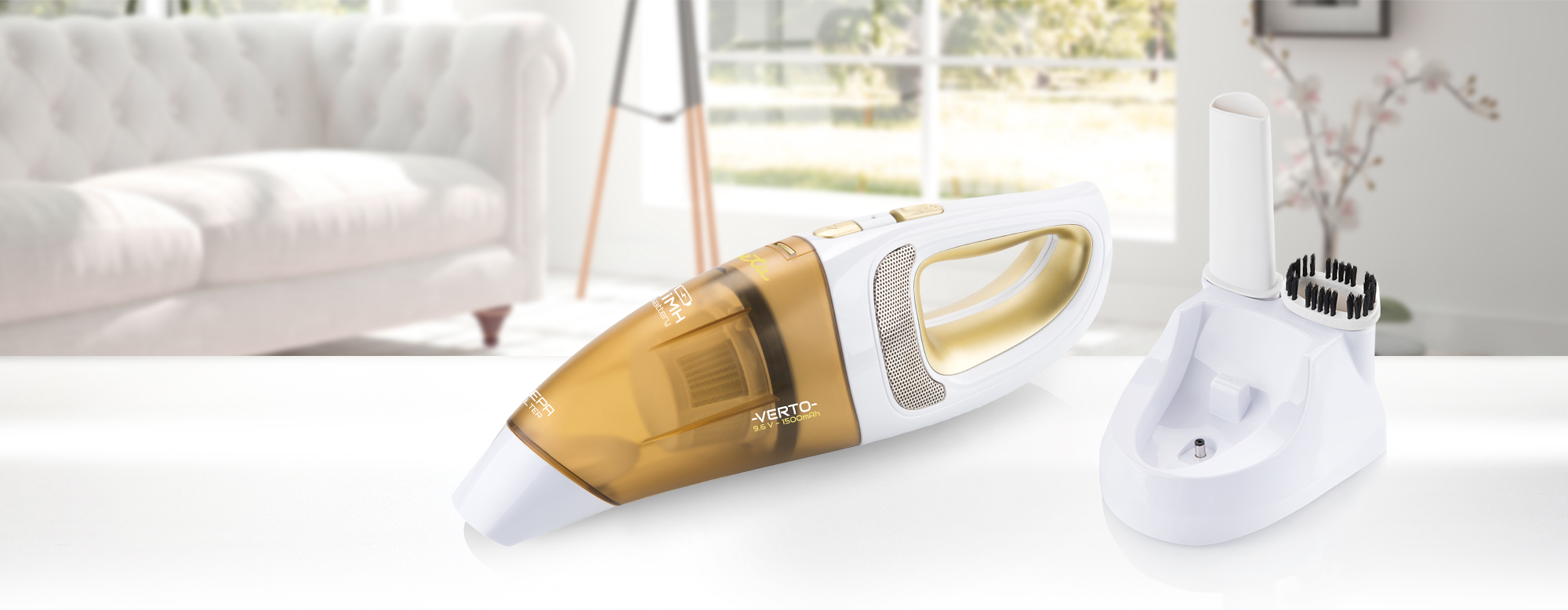 ETA | Vacuum cleaner | Verto II ETA142390000 | Cordless operating | Handheld | 6 W | 9.6 V | Operating time (max) 15 min | White/Orange | Warranty 24 month(s) | Battery warranty 6 month(s) - Image 2