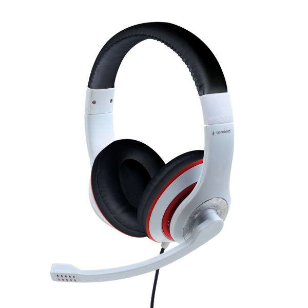Gembird | Stereo Headset | MHS 03 WTRDBK | 3.5 mm | White and Black Color with Red Ring | Headset