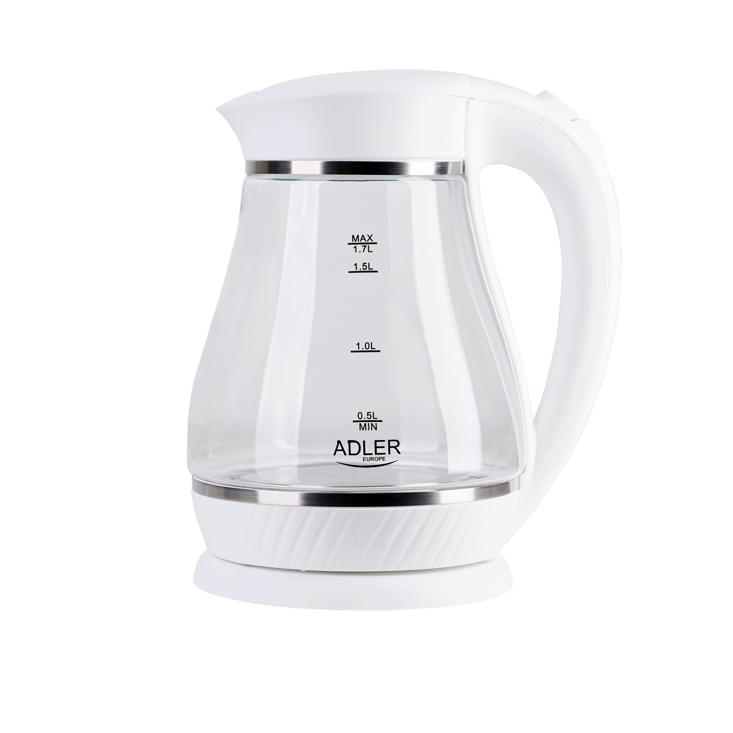 Adler | Kettle | AD 1274 | Electric | 2200 W | 1.7 L | Polypropylene/Glass | 360° rotational base | White - Image 3