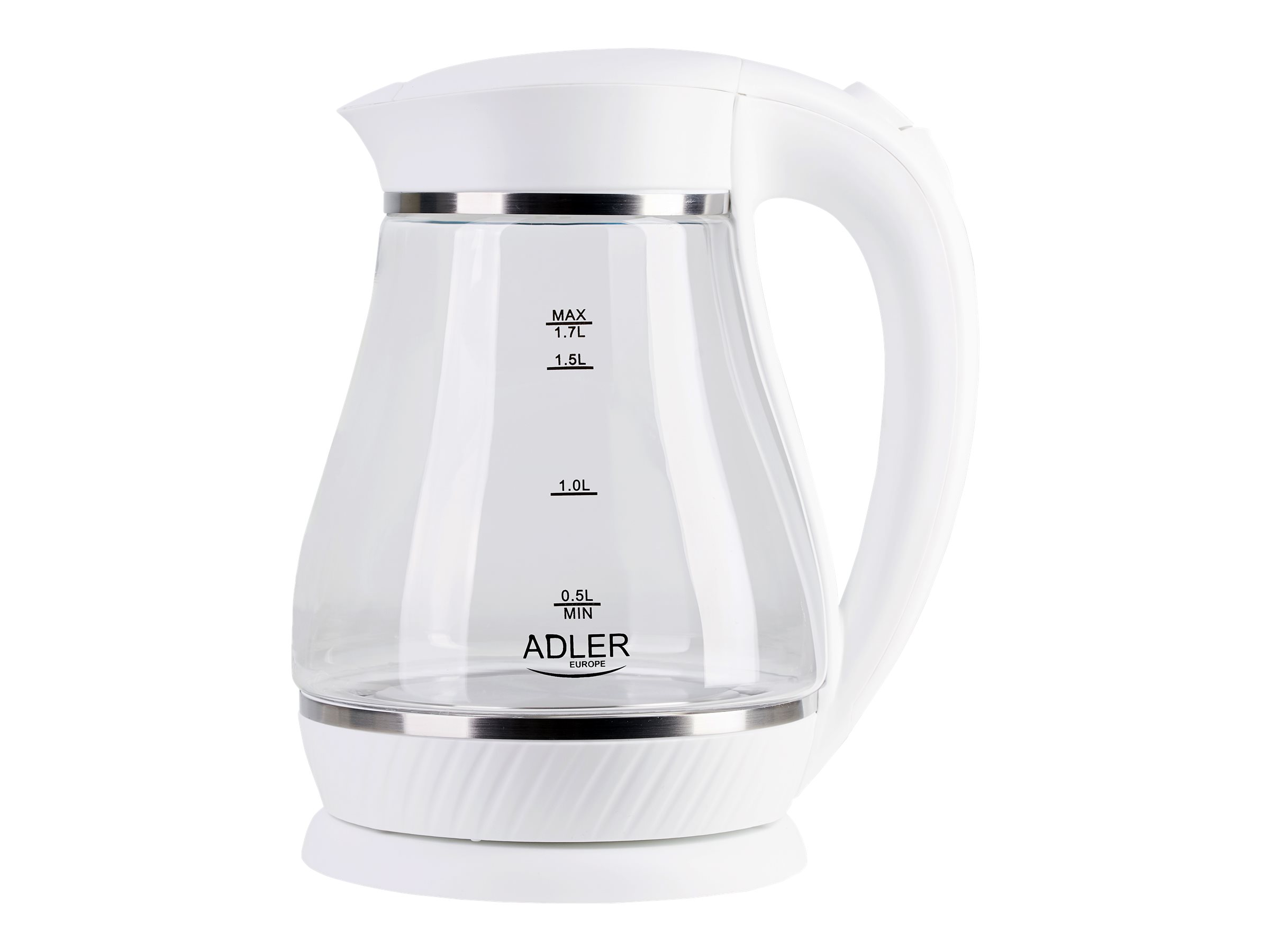 Adler | Kettle | AD 1274 | Electric | 2200 W | 1.7 L | Polypropylene/Glass | 360° rotational base | White - Image 4
