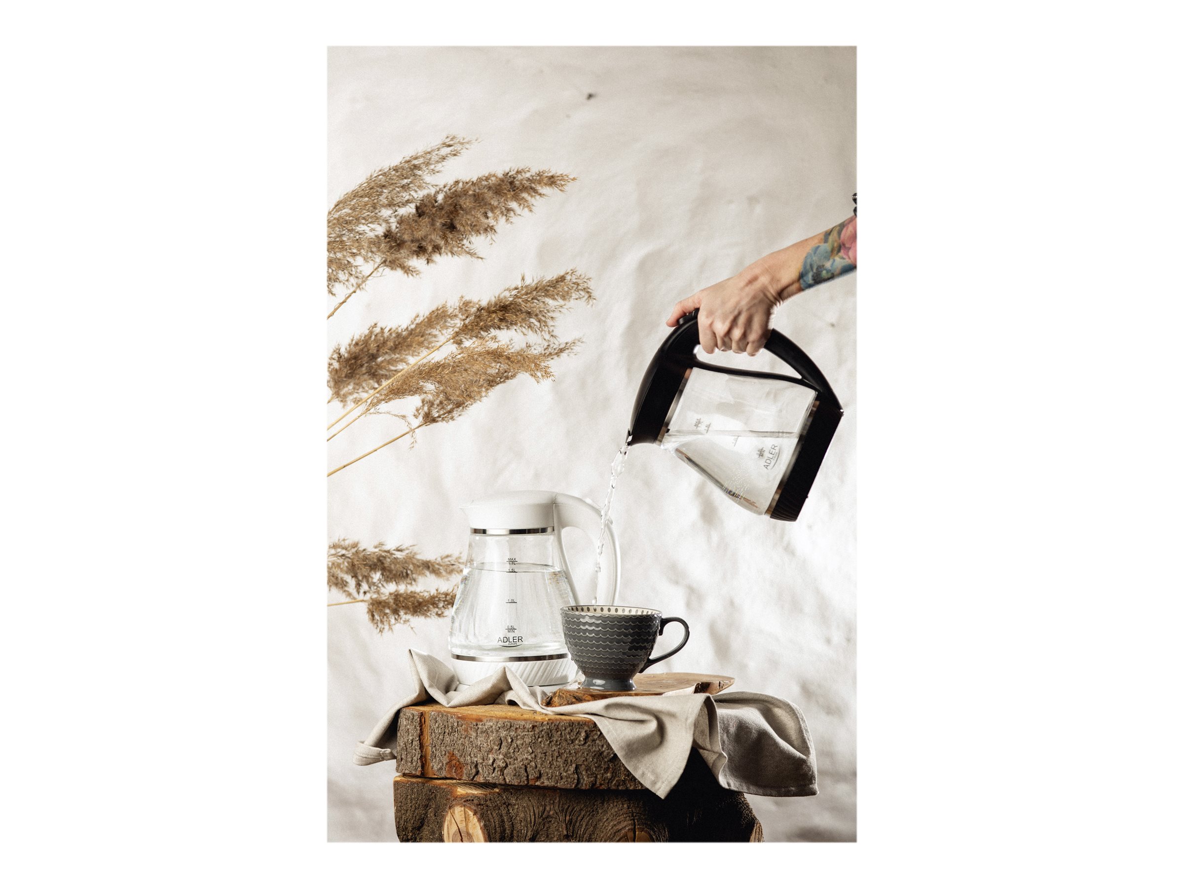Adler | Kettle | AD 1274 | Electric | 2200 W | 1.7 L | Polypropylene/Glass | 360° rotational base | White - Image 11