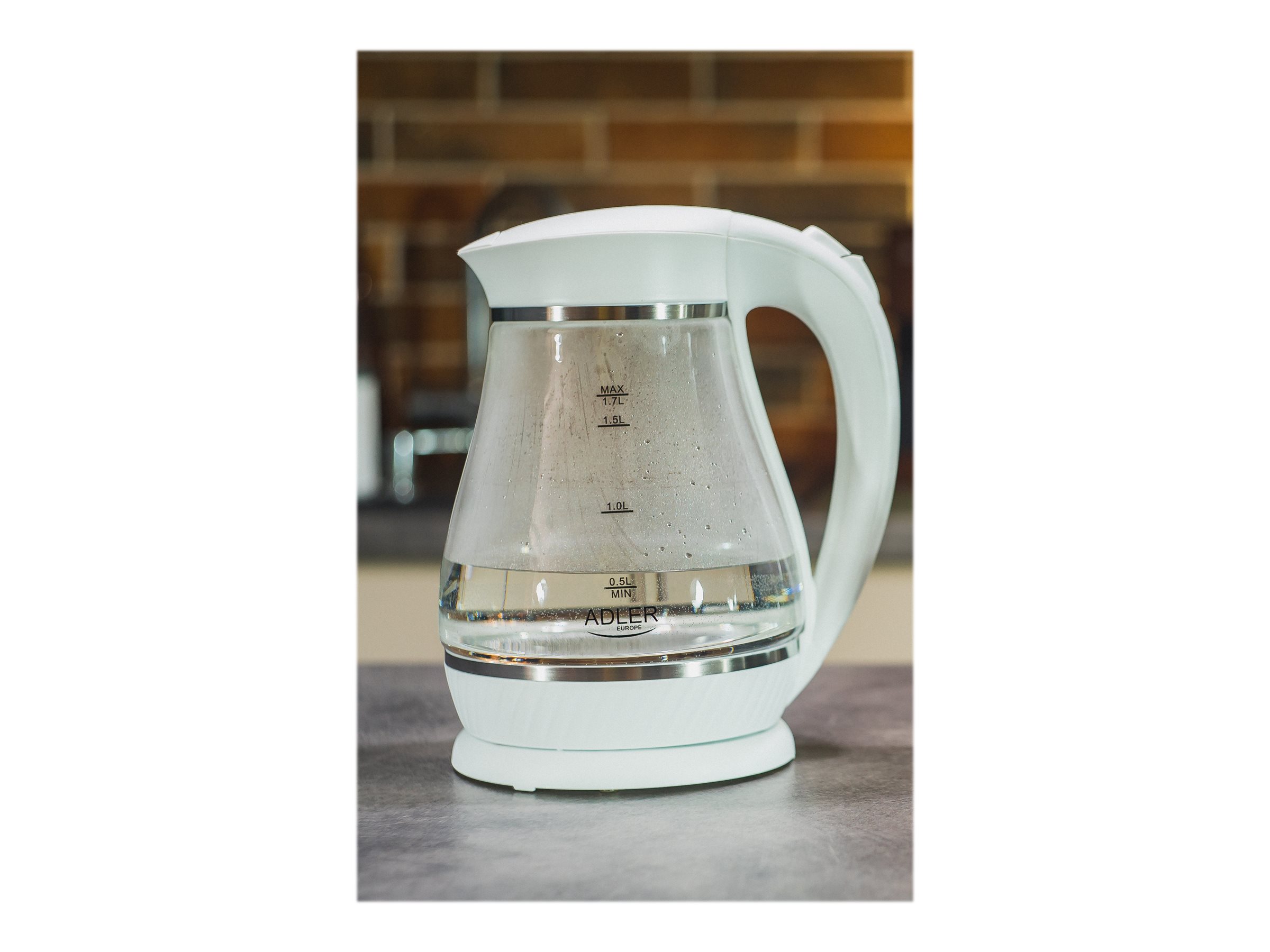 Adler | Kettle | AD 1274 | Electric | 2200 W | 1.7 L | Polypropylene/Glass | 360° rotational base | White - Image 13