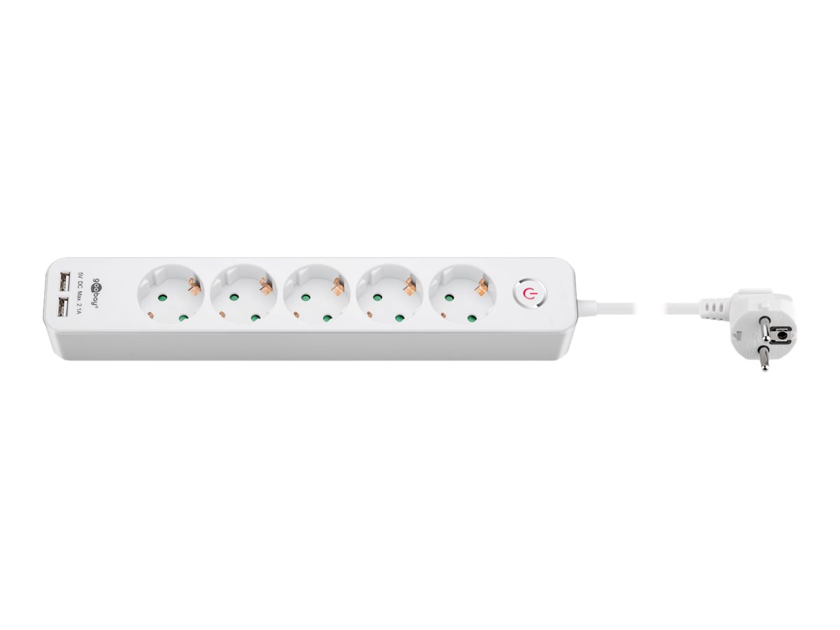 5-way power strip with switch and 2 USB ports 1.5 m | Sockets quantity 5 - Image 3