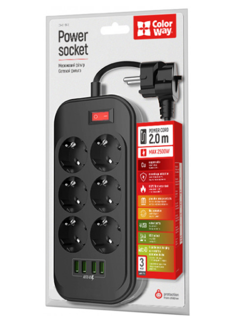 ColorWay | 10 A | Power Socket | CW-CHE64B | 17 W - Image 4