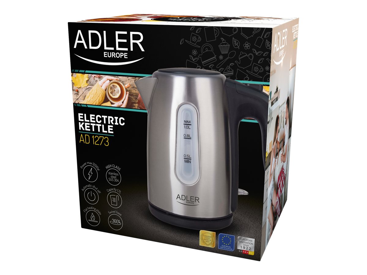 Adler | Kettle | AD 1273 | Standard | 1200 W | 1 L | Stainless steel | 360° rotational base | Stainless steel - Image 6