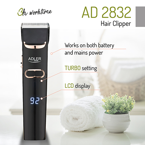 Adler | Hair Clipper | AD 2832 | Cordless or corded | Number of length steps 4 | Black - Image 8