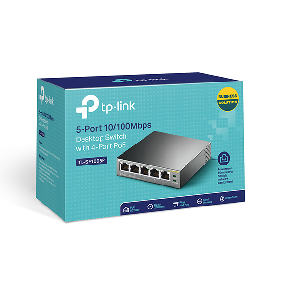 TP-LINK | Switch | TL-SF1005P | Unmanaged | Desktop | 10/100 Mbps (RJ-45) ports quantity 5 | Power over Ethernet (PoE) ports quantity 4 | Power supply type External | 36 month(s) - Image 2