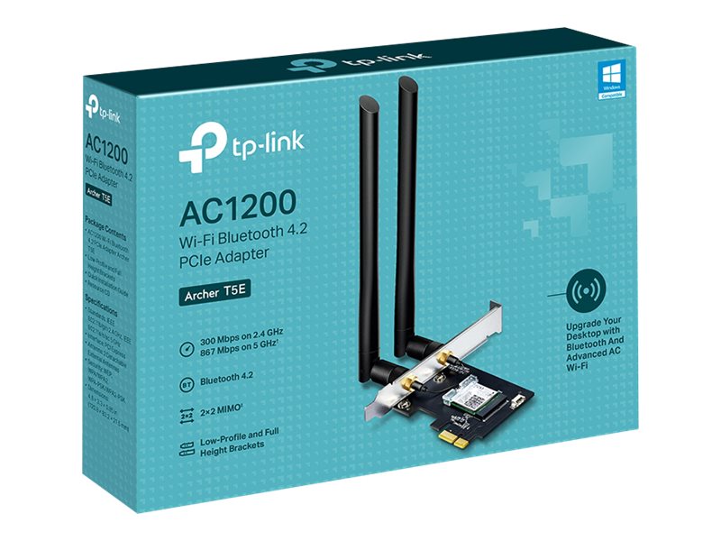 TP-LINK Archer T5E Wi-Fi Bluetooth 4.2 PCI Express Adapter 2.4GHz/5GHz, 802.11ac, 300+867 Mbps, 2xDetachable External antennas - Image 4