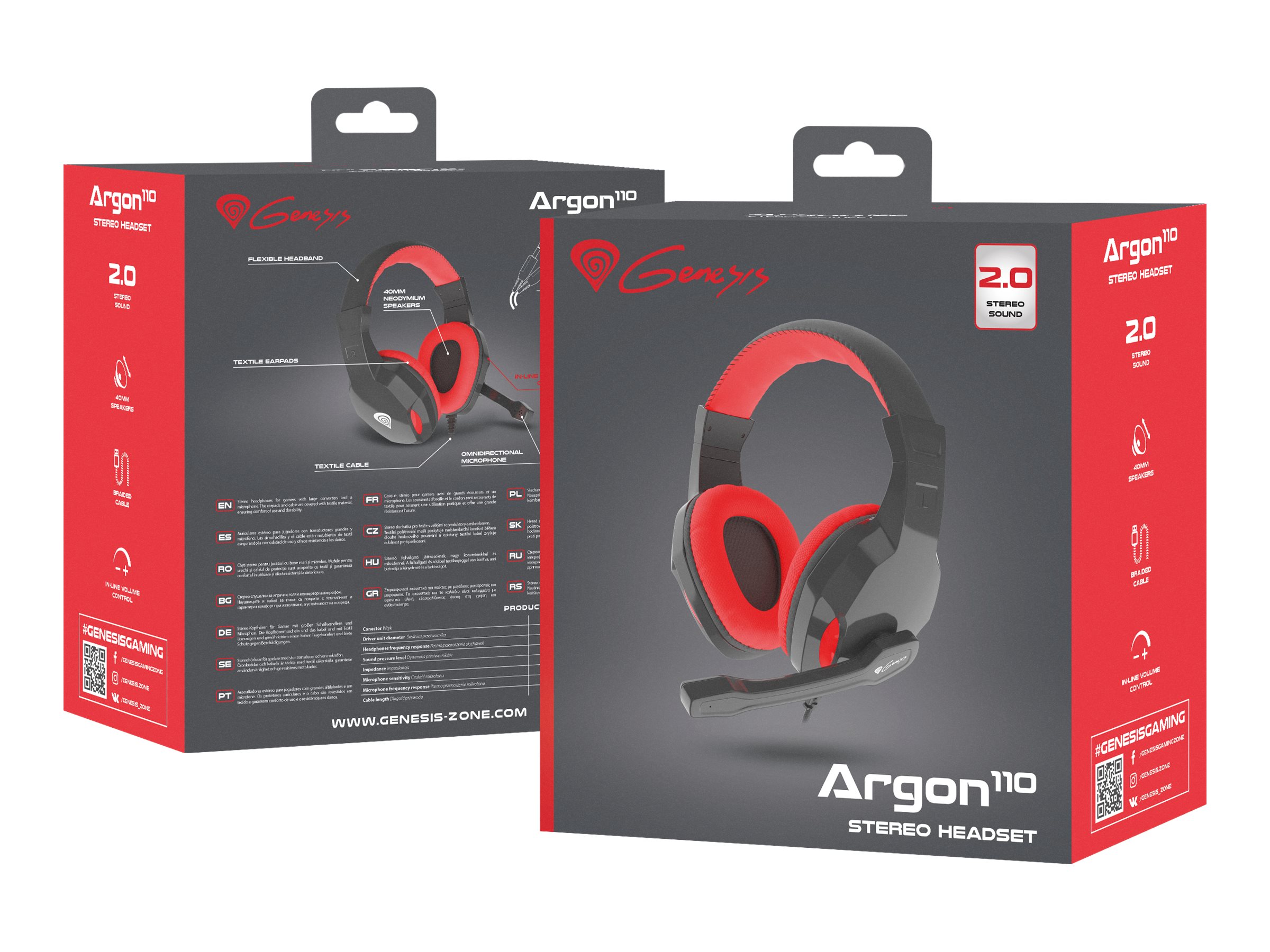 GENESIS ARGON 110 Gaming Headset, On-Ear, Wired, Microphone, Black/Red | Genesis | ARGON 110 | Wired | On-Ear - Image 10