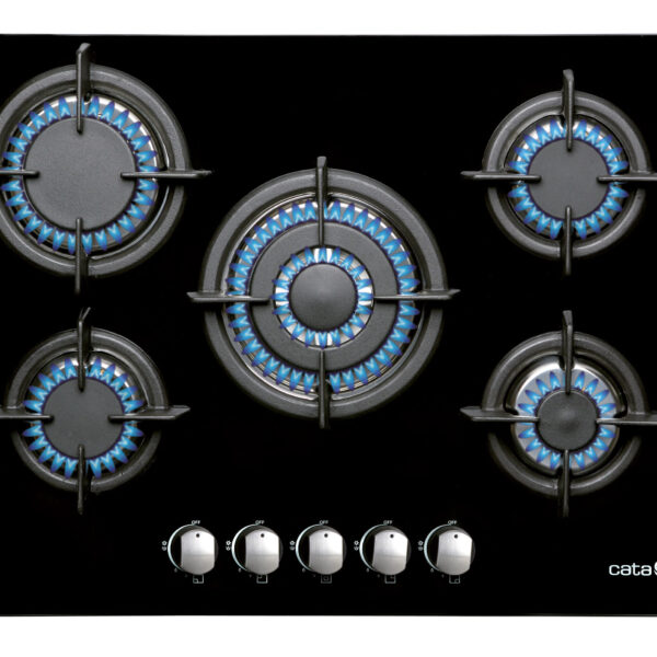 CATA | Hob | L 7005 CI BK | Gas on glass | Number of burners/cooking zones 5 | Rotary knobs | Black