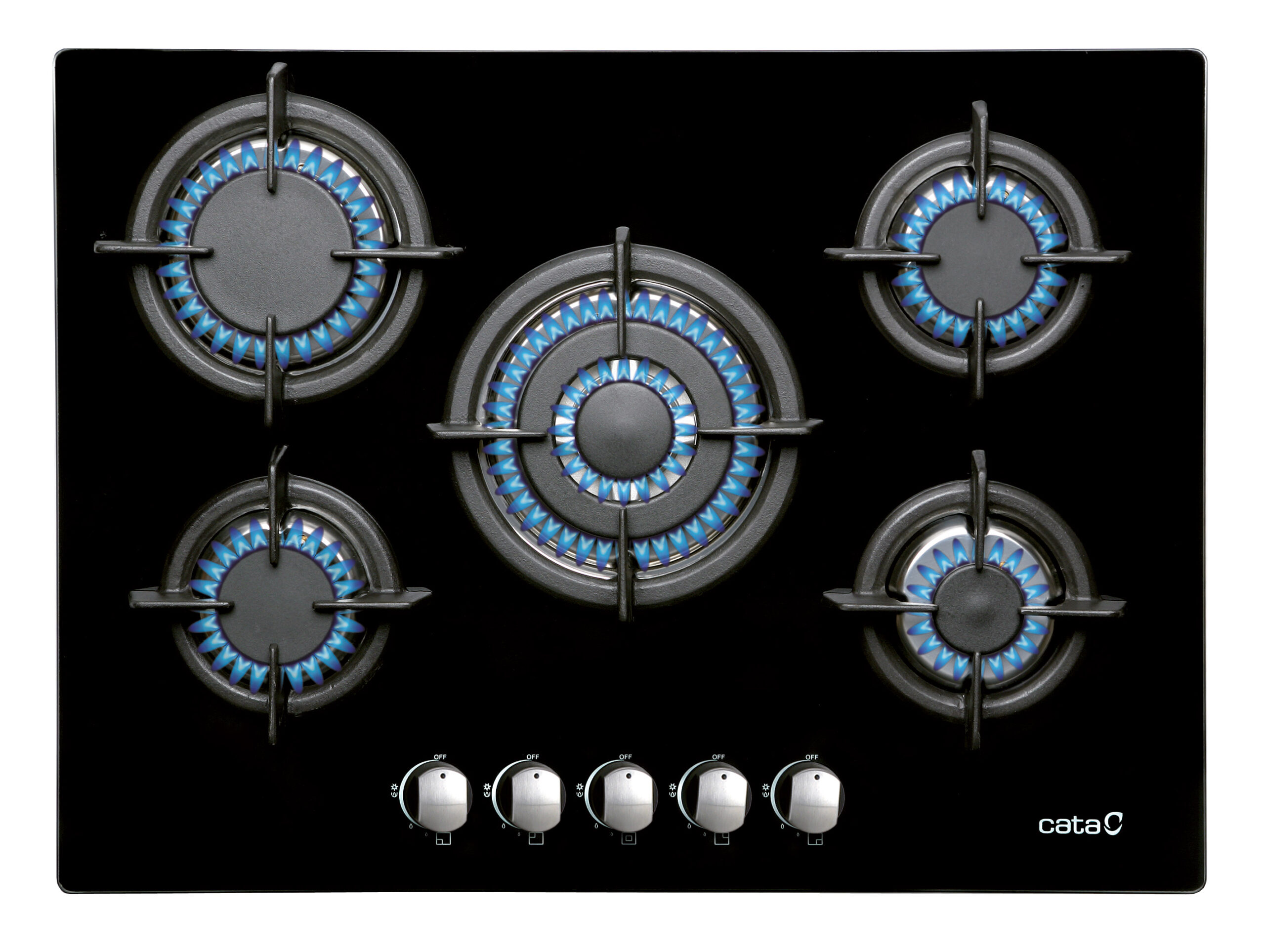 CATA | Hob | L 7005 CI BK | Gas on glass | Number of burners/cooking zones 5 | Rotary knobs | Black