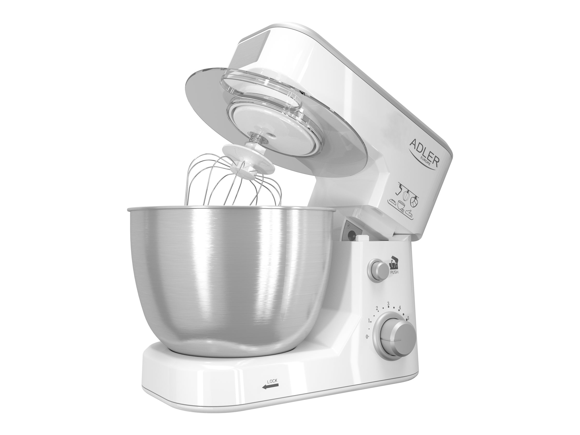 Adler | AD 4216 | 1000 W | Number of speeds 6 | Bowl capacity 4 L | White - Image 2