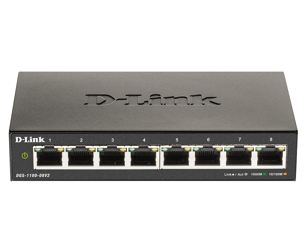 D-Link | Smart Gigabit Ethernet Switch | DGS-1100-08V2 | Managed | Desktop | Power supply type External | 24 month(s)