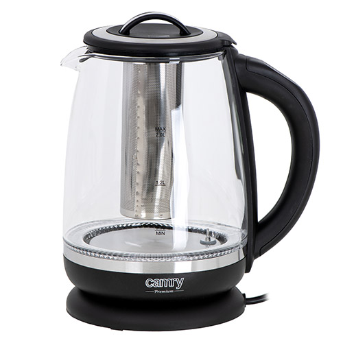Camry | Kettle | CR 1290 | Standard | 2200 W | 2 L | Plastic/glass | 360° rotational base | Black/Transparent - Image 3