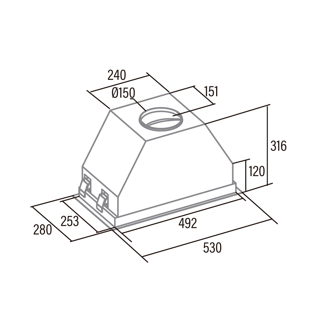 CATA | Hood | GCX 53 SD | Canopy | Energy efficiency class A | Width 53 cm | 750 m³/h | Touch Control | LED | Stainless steel/Gray glass - Image 2