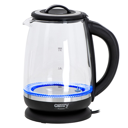Camry | Kettle | CR 1290 | Standard | 2200 W | 2 L | Plastic/glass | 360° rotational base | Black/Transparent - Image 8