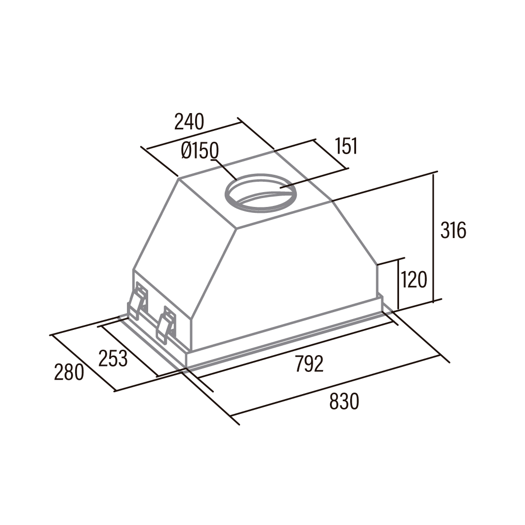 CATA | Hood | GCX 83 SD | Canopy | Energy efficiency class A | Width 83 cm | 750 m³/h | Touch Control | LED | Stainless steel/Gray glass - Image 2