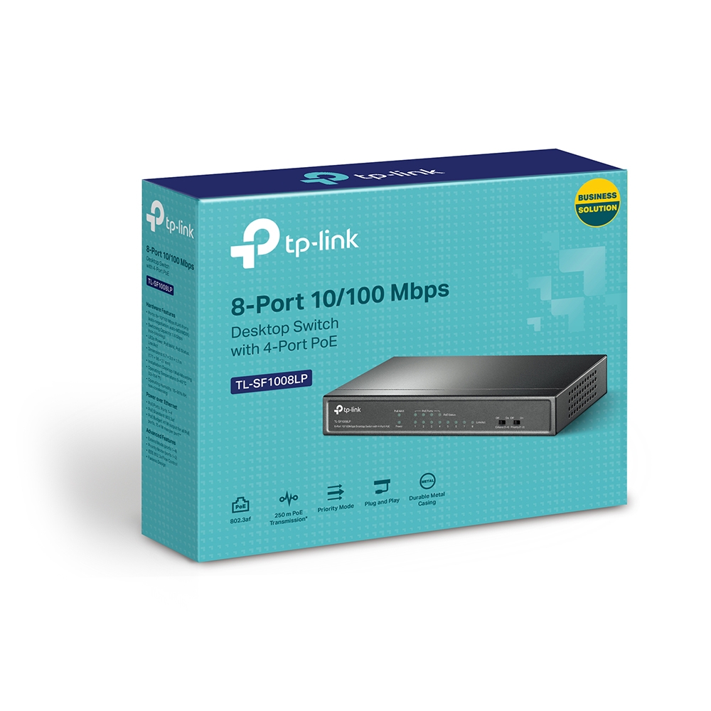 TP-LINK | Switch | TL-SF1008LP | Unmanaged | Desktop | 10/100 Mbps (RJ-45) ports quantity 8 | Power over Ethernet (PoE) ports quantity 4 | Power supply type External - Image 6