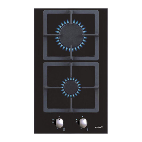 CATA | Hob | SCI 3002 BK | Gas on glass | Number of burners/cooking zones 2 | Rotary knobs | Black