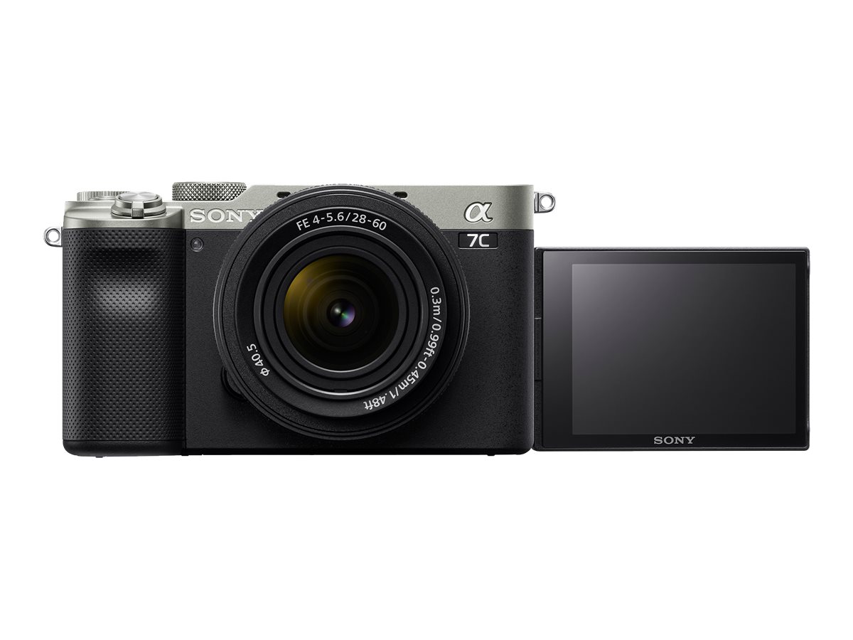 ILCE-7CL Sony Alpha A7C Full-frame Mirrorless Interchangeable Lens Camera with Sony FE 28-60mm F4-5.6 Zoom Lens, Silver | Sony | Full-frame Mirrorless Interchangeable Lens Camera with Sony FE 28-60mm F4-5.6 Zoom Lens | Alpha A7C | Mirrorless Camera body | 24.2 MP | ISO sensitivity (max) 102400 | Display diagonal 3.0 " | Video recording | Wi-Fi | Fast Hybrid AF | Magnification 0.59 x | Viewfinder | CMOS | Silver - Image 2
