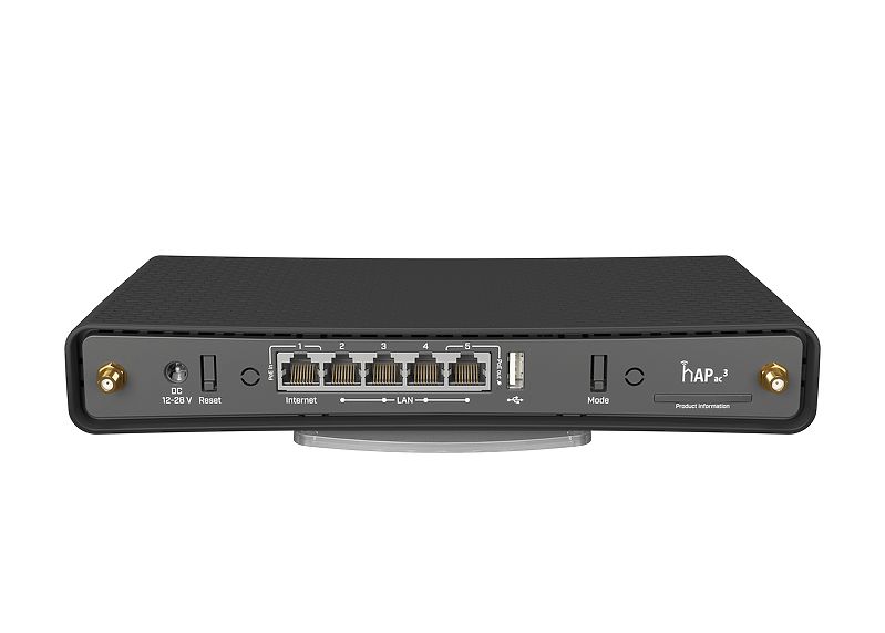 Wireless Router | HAP AC3 | 802.11ac | 300+867 Mbit/s | 10/100/1000 Mbit/s | Ethernet LAN (RJ-45) ports 5 | Mesh Support No | MU-MiMO No | No mobile broadband | Antenna type 2xExternal | 1 × USB-A - Image 2