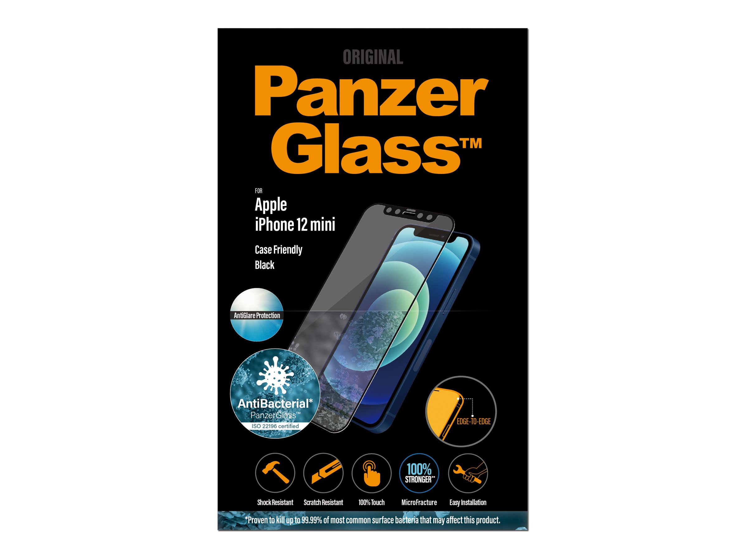 PanzerGlass | Anti-Glare AB | Apple | iPhone 12 mini | Tempered glass | Black | Case friendly | Anti-glare screen protector - Image 9
