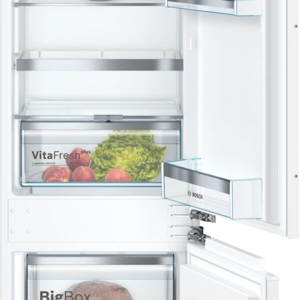 Bosch | Serie 6 Refrigerator | KIS87AFE0 | Energy efficiency class E | Built-in | Combi | Height 177 cm | Fridge net capacity 209 L | Freezer net capacity 63 L | Display | 36 dB | White