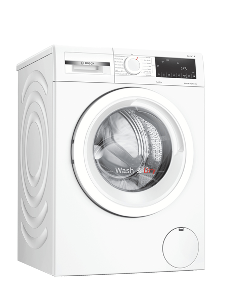 Bosch | Serie 4 Washing Machine With Dryer | WNA134L0SN | Energy efficiency class C | Front loading | Washing capacity 8 kg | 1400 RPM | Depth 59 cm | Width 59.8 cm | Display | LED | Drying system | Drying capacity 5 kg | Steam function | Direct drive | White