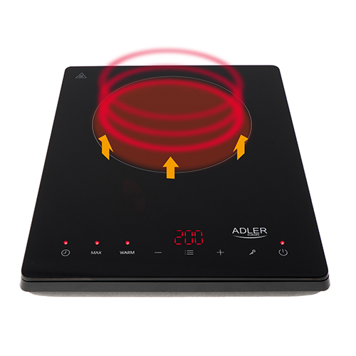 Adler | Hob | AD 6513 | Number of burners/cooking zones 1 | LCD Display | Black | Induction - Image 2
