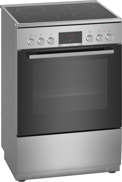 Bosch | Cooker | HKR39A250U | Hob type Vitroceramic | Oven type Electric | Stainless steel | Width 60 cm | Electronic ignition | Grilling | LED | Depth 60 cm | 66 L