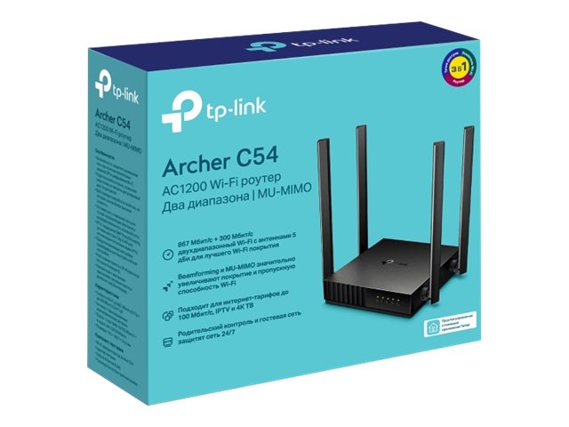 Dual Band Router | Archer C54 | 802.11ac | 300+867 Mbit/s | 10/100 Mbit/s | Ethernet LAN (RJ-45) ports 4 | Mesh Support No | MU-MiMO Yes | No mobile broadband | Antenna type 4xFixed - Image 7