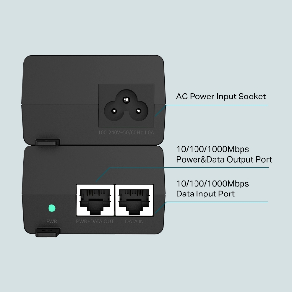 TP-LINK | PoE+ Injector Adapter | TL-POE160S | 10/100/1000 Mbit/s | Ethernet LAN (RJ-45) ports 1x10/100/1000Mbps RJ45 data-in port, 1x10/100/1000Mbps RJ45 power and data-out port - Image 5